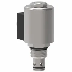Screw-adjustable pressure control cartridge valve with C-10-2 cavity size. Steel construction with nitrile seals. Used in hydraulic systems to regulate or limit pressure, protecting components from overpressure in mobile and industrial equipment.