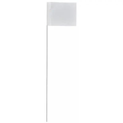 PRESCO PRODUCTS Marking Flag: 2 1/2 in x 3 1/2 in Flag Size (HxW), 36 in Staff Ht, White - Plain Marking Flags with Wire Staff