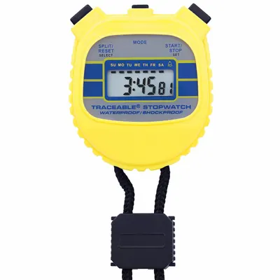 TRACEABLE Stopwatch: +/-0.01% Accuracy, Count Up, LCD, 23 hours, 59 minutes, 59 seconds - Standard Stopwatches
