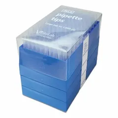 Non-sterile, single-use pipette tip made of clear polypropylene with a 1,250 µL capacity. Supplied in a preconfigured rack for universal pipettes. Filter-free design for general liquid handling in laboratory applications where sterility is not required.