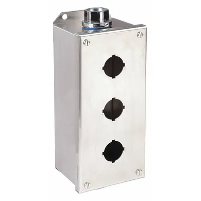 SCHNEIDER ELECTRIC Push Button Enclosure: 30mm, 3 Holes, 304 Stainless Steel - Enclosures for 30mm Operators