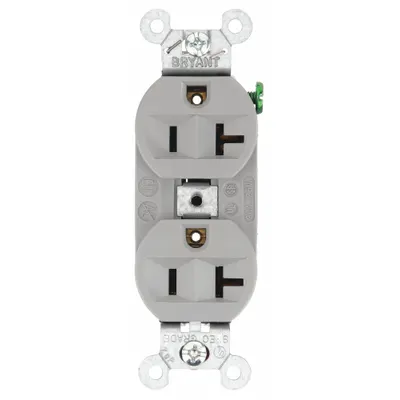 BRYANT Receptacle: Duplex, 5-20, Gray, 125V AC, 20 A, 2 Pole / 3 Wire (MPN 5362BGRY) - General Purpose Receptacles