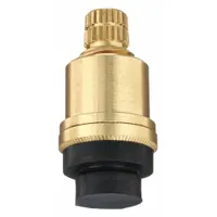This brass compression stem is designed for use with hot water in American Standard faucets featuring the Aquaseal Nut series. It serves as a replacement cartridge for hot water applications, ensuring proper flow control in compression-style faucets