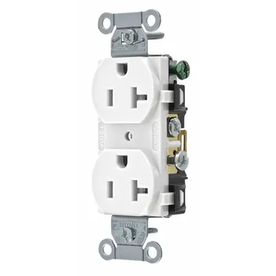BRYANT Receptacle: Duplex, 5-20, White, 125V AC, 20 A, 2 Pole / 3 Wire (MPN BRYCRS20W) - General Purpose Receptacles