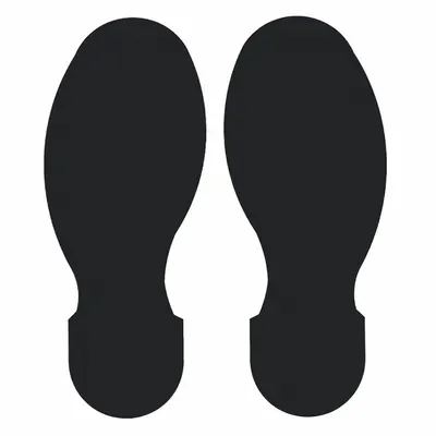 BRADY Floor Marking Tape: Footprint, Solid, Black, No Legend, 3 1/2 in x 10 in - Footprint-Shaped Floor Marking Tape