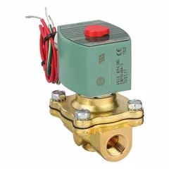 This 2-way/2-position normally closed solenoid valve is designed for high-flow on/off control of compatible fluids. It features a 3/8 in pipe size and a 12V DC coil with a watertight enclosure, suitable for damp or washdown environments. Typical applications include industrial automation, irrigation, and process systems.