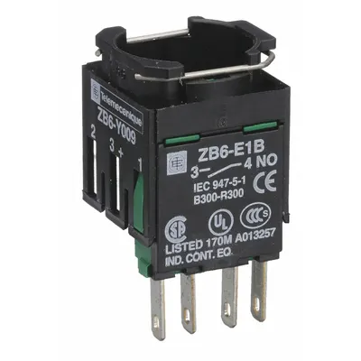 SCHNEIDER Contact Block: 16 mm Panel Mounting Size, 1NO, Momentary, ZB6 Series - Contact Blocks