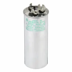 Dual run capacitor for HVAC motors, compatible with model PTH123G25CXXX. Used to start and run compressor and fan motors in residential and light commercial equipment.