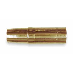 This TWECO nozzle is a bottleneck-type nozzle for MIG welding guns, designed to direct shielding gas and protect the contact tip. It features an adjustable recess to protruding nozzle-to-tip relationship for precise arc control. The nozzle is part of the WS22 series and is sold as a 2-pack; insulator is sold separately.