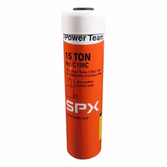 Single-acting hydraulic cylinder with 15 ton nominal capacity and 6 in nominal stroke length. Constructed from steel. Used in industrial lifting, pressing, and maintenance applications requiring controlled force.
