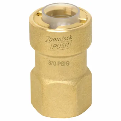 PARKER ZoomLock Push-to-Connect x UNF Brass Adapter, 3/8 in OD, PZKPR-F6 - Removable Brass Push-to-Connect Tube Fittings