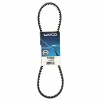 Cogged V-belt with A belt trade size, 36° angle, and 5/16 in thickness. Reinforced with polyester cord for reduced bending stress. Suitable for power transmission in automotive accessory drive systems
