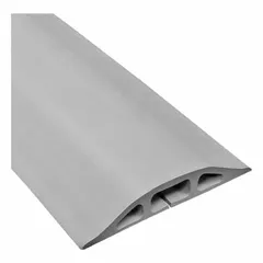 This flexible rubber cable floor cover from ELECTRIDUCT provides a single channel for routing and protecting cables in areas with foot traffic or light vehicle movement. It measures 10 feet in length, 3 1/4 inches in overall width, and 3/4 inch in overall height. The gray rubber construction helps reduce trip hazards and cable wear in industrial, warehouse, or event settings.