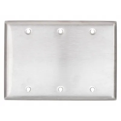 HUBBELL Wall Plate: Blank, 3 Gang, Silver - General Purpose Wall Plates