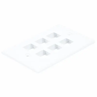 MONOPRICE Wall Plate: White, 1 Gang, 6 Port, Flat Module, Plastic - Keystone Wall Plates