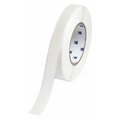 Continuous roll of white paper labels that are inkjet print-receptive and water dissolvable. Each label measures 1/2 in x 100 ft. Compatible with i5100 printer series. Used for temporary identification in industrial settings where labels need to be removed with water exposure.