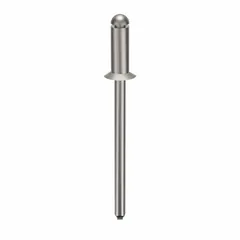 Inch-sized flush-mount blind rivet with 0.122" diameter, 1 27/67" length, 5/16" body length, and 1 13/32" overall length. Plain finish. Supplied in a 500-piece pack. Used for fastening materials where only one-sided access is available, common in sheet metal, automotive, and general fabrication.