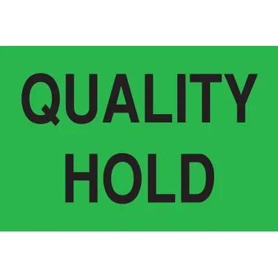TAPECASE Instructional Handling Label: Quality Hold, 2 in x 3 in, Green, 500 Labels per Roll - Shipping & Receiving Message Labels