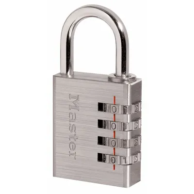MASTER LOCK Combination Padlock: Scrolling Combo, Silver, Aluminum, Std Shackle - TSA Approved Luggage Combination Padlocks