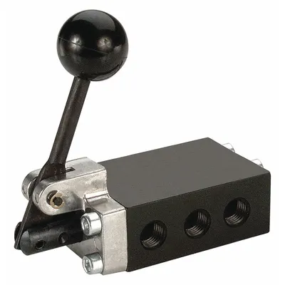 ARO Manual Air Control Valve: 50, Four-Way / Two-Position, Lever, Black - ARO 50 Series Manual Air Control Valves