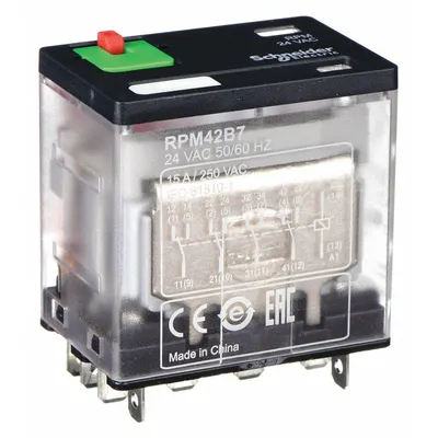 SCHNEIDER General Purpose Relay: Socket Mounted, 15 A Current Rating, 24V AC, 4PDT - Socket-Mounted Relays