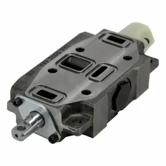 This four-way, three-position stack valve working section is manually actuated with spring-centered spool action. It features #12 SAE O-Ring Boss work port connections and a maximum flow rate of 40 gpm. Typical applications include directional control of hydraulic fluid in mobile equipment such as loaders and lifts.