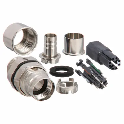 HARTING Panel Feed-Through Connector: X Coded, 8 Socket, M12 Female Thread, IP65/IP67 - Field-Wireable Industrial M12 Circular Connectors