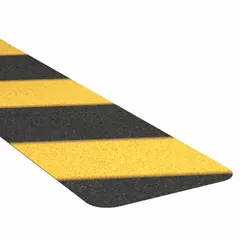 Medium-traffic antislip treads with a coarse 60-grit abrasive surface and aggressive adhesive for reliable traction. Suitable for indoor and outdoor use, including chemical environments. Each strip measures 6 in x 24 in with a 32 mil tape thickness. Meets NFSI slip-resistance standards. Pack of 10.