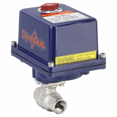 DYNAQUIP CONTROLS Electrically Actuated Two-Way Ball Valve: 1/2 in, Stainless Steel - Stainless Steel Electrically-Actuated Ball Valves