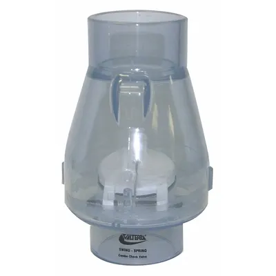 VALTERRA Check Valve: Swing, Inline Valve Body, 2 in Pipe Size, Socket x Socket - PVC Inline Spring-Loaded Swing Check Valves
