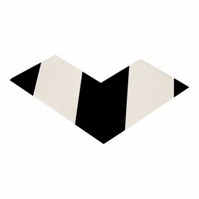 MIGHTY LINE Floor Marking Shape: L, Chevrons/Solid, Black/White, No Legend, 3 in x 6 in - L-Shaped Floor Marking Tape