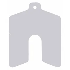 Untabbed slotted shim, 0.0005 in thick, B Trade Size, 3 in by 3 in, pack of 20. Silver finish. Width and length tolerance ±0.030 in, thickness tolerance ±0.000025 in. Used for precision alignment and gap adjustment in industrial machinery such as pumps, motors, and gearboxes.