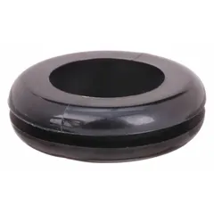 This Style 1 grommet is made of PVC with a hardness of 60A and abrasion-resistant properties. It has an inside diameter of 0.75 in and an outside diameter of 0.23 in. Used to protect wires and cables passing through panels or enclosures in industrial equipment.