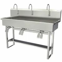 SANI-LAV Wash Station: 45 in Overall Ht, 57 in Bowl Lg, 8 in Bowl Dp, 0.5 gpm Flow Rate, 16 ga (MPN 56FK2.5)