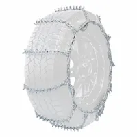 Tire chain made of nickel manganese alloy with studded ladder chain link design. Compatible with tire size 245/60-15. Provides traction on snow and ice for vehicles in industrial, municipal, and heavy-duty applications