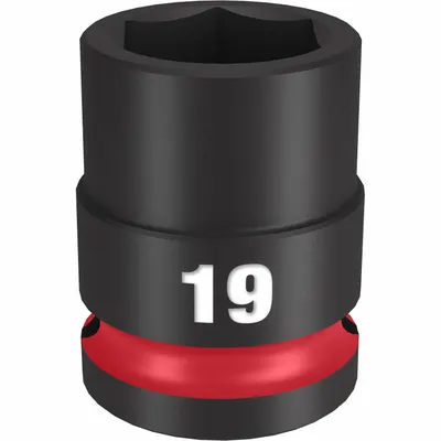 MILWAUKEE Standard Impact Socket: 1/2 in Drive Size, Metric, 19 mm Socket Size, 6-Point - 1/2" Drive Impact Sockets