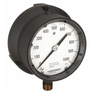 ASHCROFT 451379SSL04L1000# Vibration-Resistant Pressure Gauge - Vibration-Resistant All-Stainless Steel Wetted Parts & Casing
