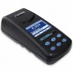 This single-parameter colorimeter measures absorbance at 568 nm using an LED light source. It features a digital display, 0.01 A resolution, 2% accuracy, and two ranges for maximum ppm. Includes six sample tubes. Suitable for water quality analysis, industrial process control, and laboratory research.