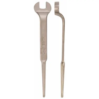 AMPCO Spud Wrench: Aluminum Bronze, Natural, 11/16 in Head Size, 1 1/4 in Offset - SAE Nonsparking Offset Open End Spud Wrenches