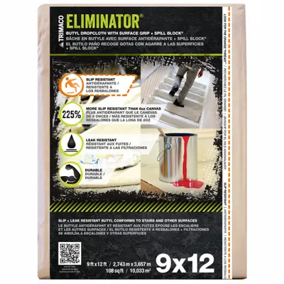 TRIMACO Leakproof and Slip Resistant Drop Cloth: Extra Heavy Duty, PVC, 13 mil Thick - Slip-Resistant Drop Cloths