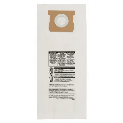 SHOP-VAC Vacuum Bag: Shop-Vac, Dry, Paper, 1-Ply, Std - Shop Vacuum Bags