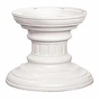 This white powder-coated aluminum pedestal is designed for bolt-mounted installation of a cluster box unit. It measures 13 3/4 in H x 17 3/4 in W x 17 3/4 in D and includes mounting hardware. Suitable for supporting centralized mailboxes in outdoor settings
