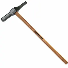 Spike maul with a 10 lb head weight, 1-1/2 in diameter, and 36 in overall length. Features a wood handle and is constructed from Grade B Alloy Steel. Used for driving railroad spikes in track construction and maintenance.