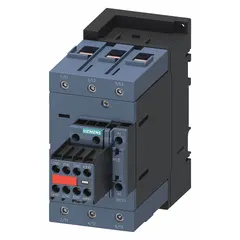 3-pole safety contactor from the SIRIUS 3RT series, rated 96 A at 24 V DC. Includes integrated surge suppression. Suitable for switching motors and loads in safety circuits such as emergency-stop and safety gate applications.
