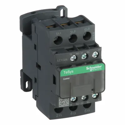 SCHNEIDER Magnetic Contactor: Non-Reversing, 3 Poles, 3NO Contacts, 25 A - Non-Reversing IEC Contactors