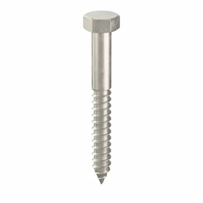 FOREVERBOLT Hex Head Lag Screw: 1/2 in Size, 4 in Lg, Stainless Steel, NL-19 - 18-8 Stainless Steel Hex Head Lag Screws