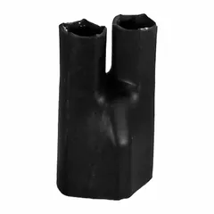 Black heat shrink breakout boots for sealing and protecting cable splices and terminations. Each boot has a 0.86-inch inside diameter before shrinking and a 2.4-inch length. Supplied in a pack of 10. Used for strain relief and environmental sealing of multi-conductor cables in electrical systems.