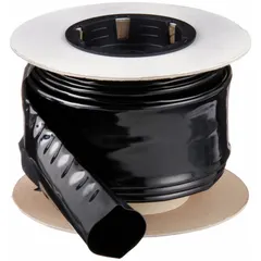 This black PVC heat shrink tubing is designed for insulating and protecting electrical wires, cables, and connections. It offers chemical resistance and is suitable for use in industrial wiring, automotive harnesses, and marine environments. The tubing shrinks from a 0.63-inch inner diameter to 0.31 inches upon heating, and is supplied in a 25-foot length.