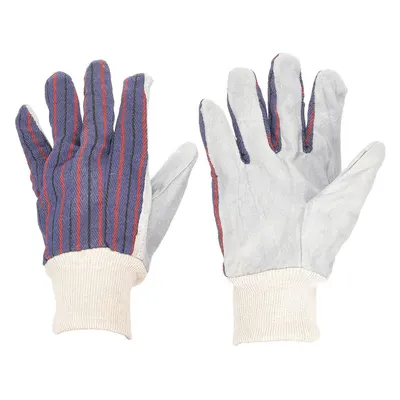 MCR SAFETY Leather Gloves: L ( 9), Cowhide, Std, Glove, Full Finger, Knit Cuff - Knit Gloves with Leather Palm