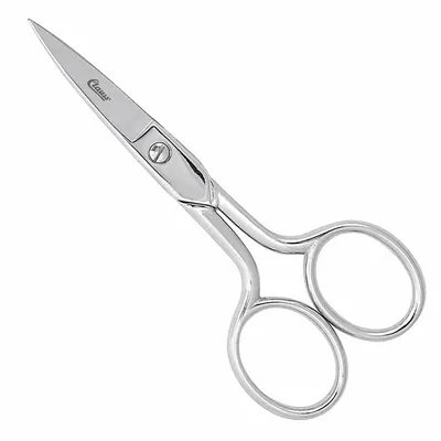 CLAUSS Scissors: Ambidextrous, 4 in Overall Lg, Straight, Steel, Pointed, Silver - All-Metal Scissors
